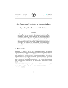 On Constraint Manifolds of Lorentz Sphere