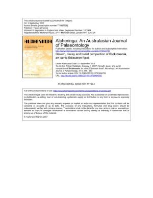 Alcheringa: an Australasian Journal of Palaeontology