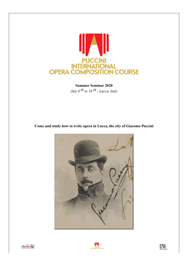 PUCCINI International Opera Composition Course Summer