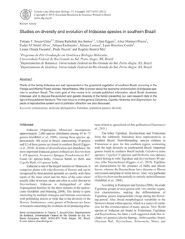 Studies on Diversity and Evolution of Iridaceae Species in Southern Brazil