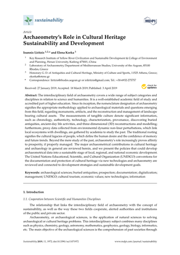 Archaeometry's Role in Cultural Heritage Sustainability And