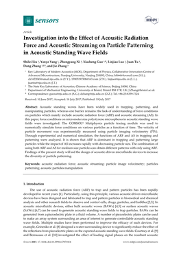 Investigation Into the Effect of Acoustic Radiation Force and Acoustic Streaming on Particle Patterning in Acoustic Standing Wave Fields