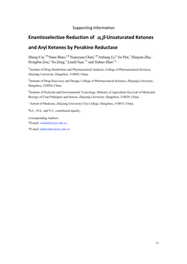 Enantioselective Reduction of Α,Β-Unsaturated Ketones and Aryl Ketones by Perakine Reductase
