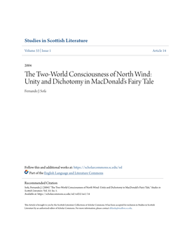 The Two-World Consciousness of North Wind: Unity and Dichotomy in Macdonald's Fairy Tale
