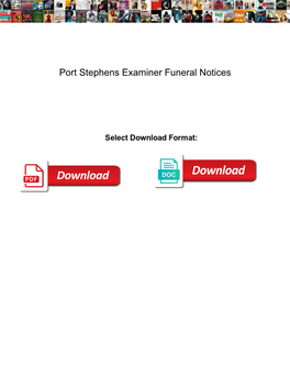 Port Stephens Examiner Funeral Notices