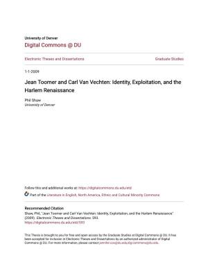 Jean Toomer and Carl Van Vechten: Identity, Exploitation, and the Harlem Renaissance