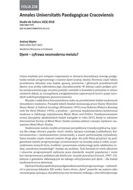 Annales Universitatis Paedagogicae Cracoviensis Studia De Cultura 10(3) 2018 ISSN 2083-7275 DOI 10.24917/20837275.10.3.12