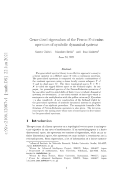 Generalized Eigenvalues of the Perron-Frobenius Operators Of