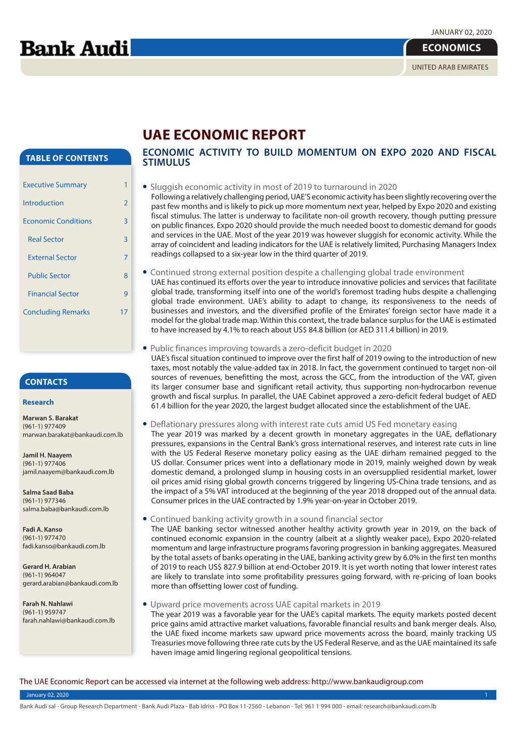 UAE Economic Report 2020.Indd