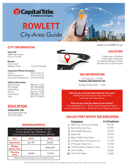 ROWLETT City-Area Guide
