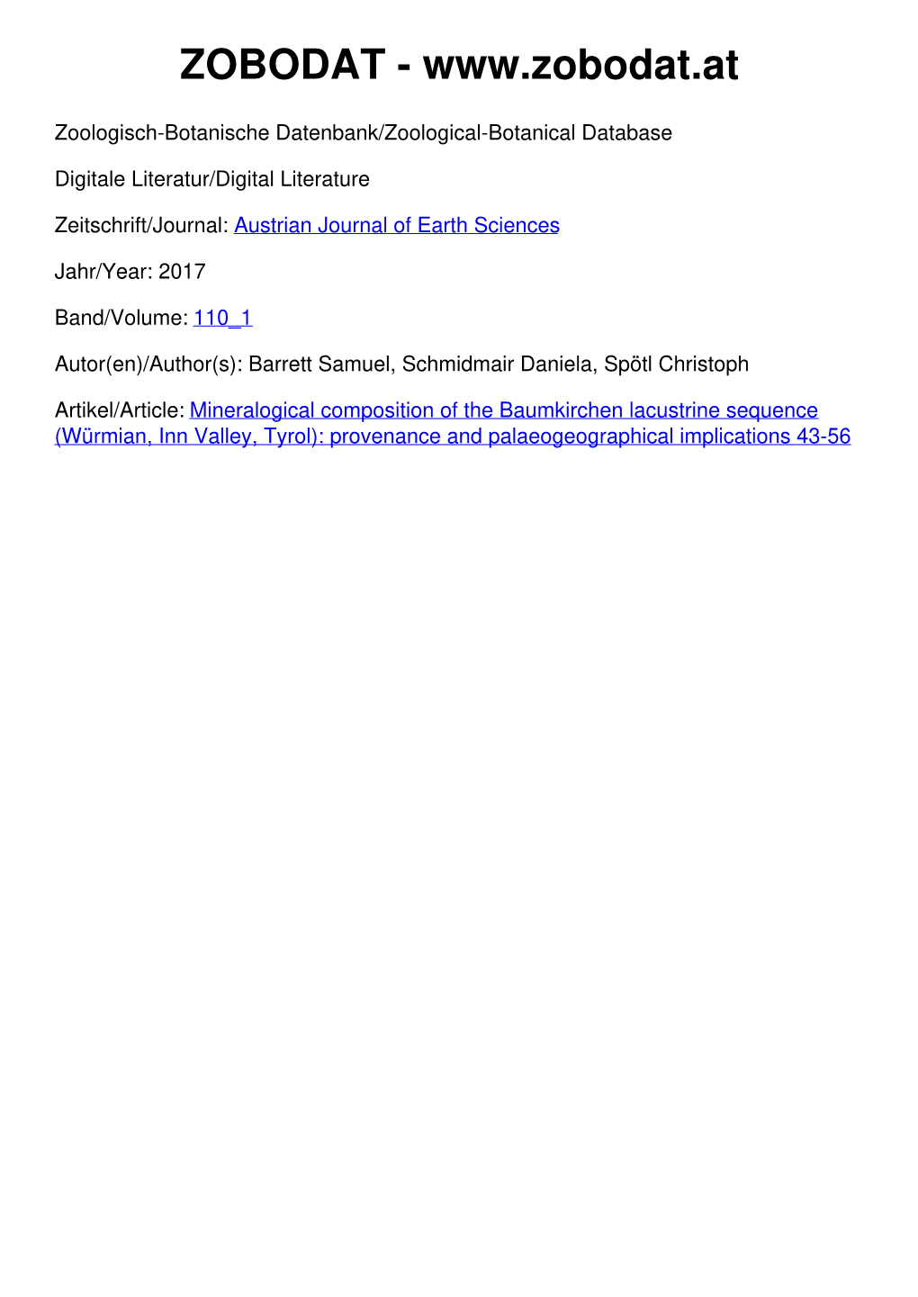 Mineralogical Composition of the Baumkirchen Lacustrine