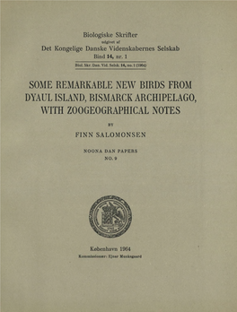 Some Remarkable New Birds from Dyaul Island, Bismarck Archipelago, with Zoogeographical Notes