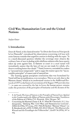 Civil War, Humanitarian Law and the United Nations