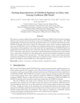 Tracking Reproductivity of COVID-19 Epidemic in China with Varying Coeﬃcient SIR Model