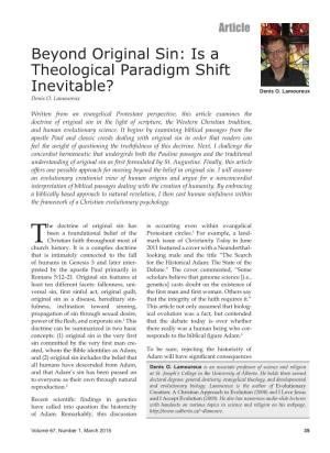 Beyond Original Sin: Is a Theological Paradigm Shift Inevitable? for the Doctrine of Original Sin
