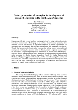 Beekeeping in the South Asian Countries