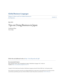 Tips on Doing Business in Japan Yoshimitsu Khan Union College