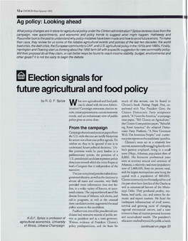 Md1 Election Signals for Future Agricultural and Food Policy