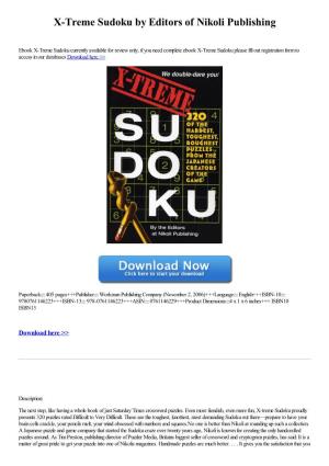 X-Treme Sudoku by Editors of Nikoli Publishing