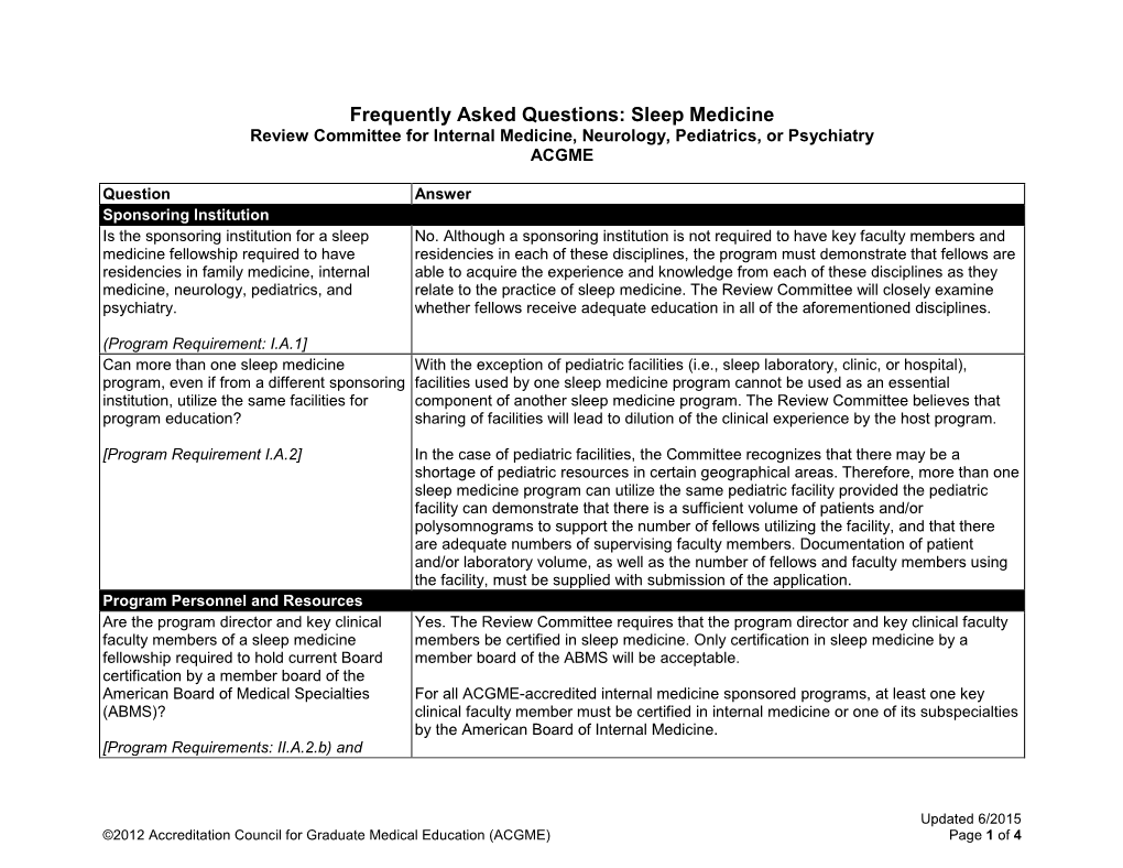 Sleep Medicine Fellowship Programs