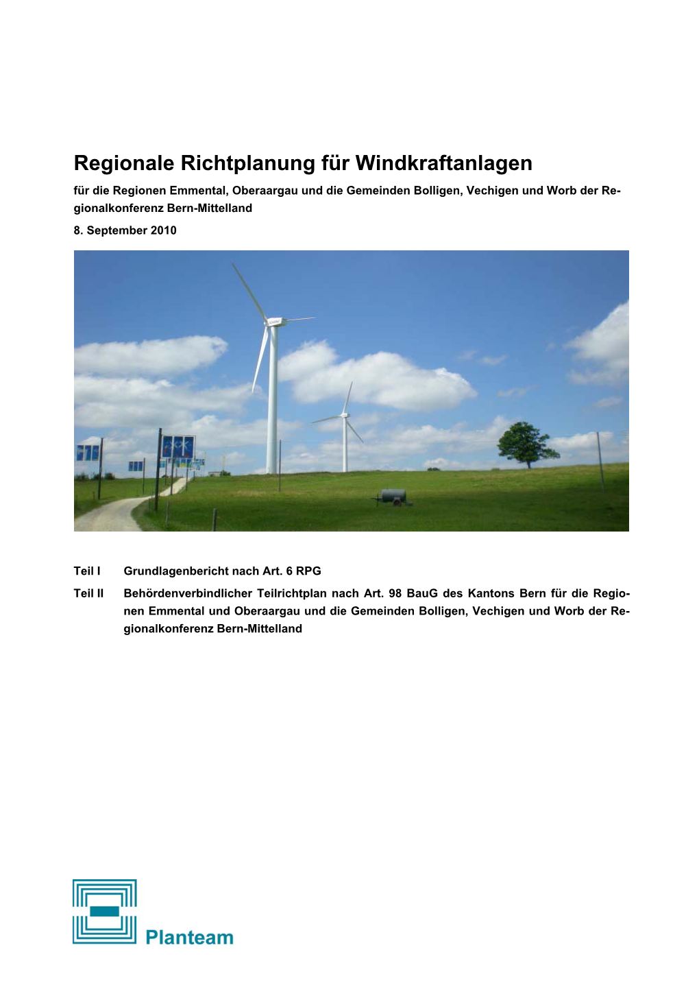 Regionale Richtplanung Für Windkraftanlagen