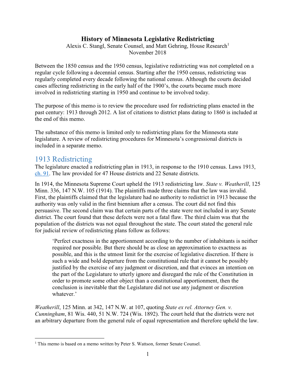 History of Legislative Redistricting