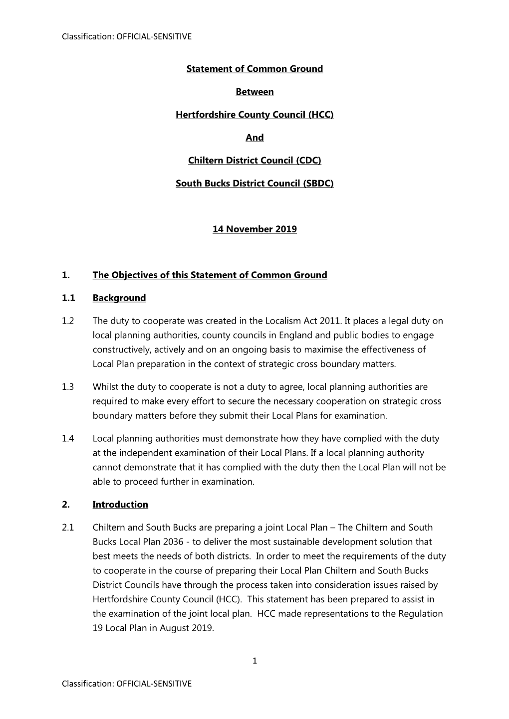 Socg Between Hertfordshire CC and CSBDC