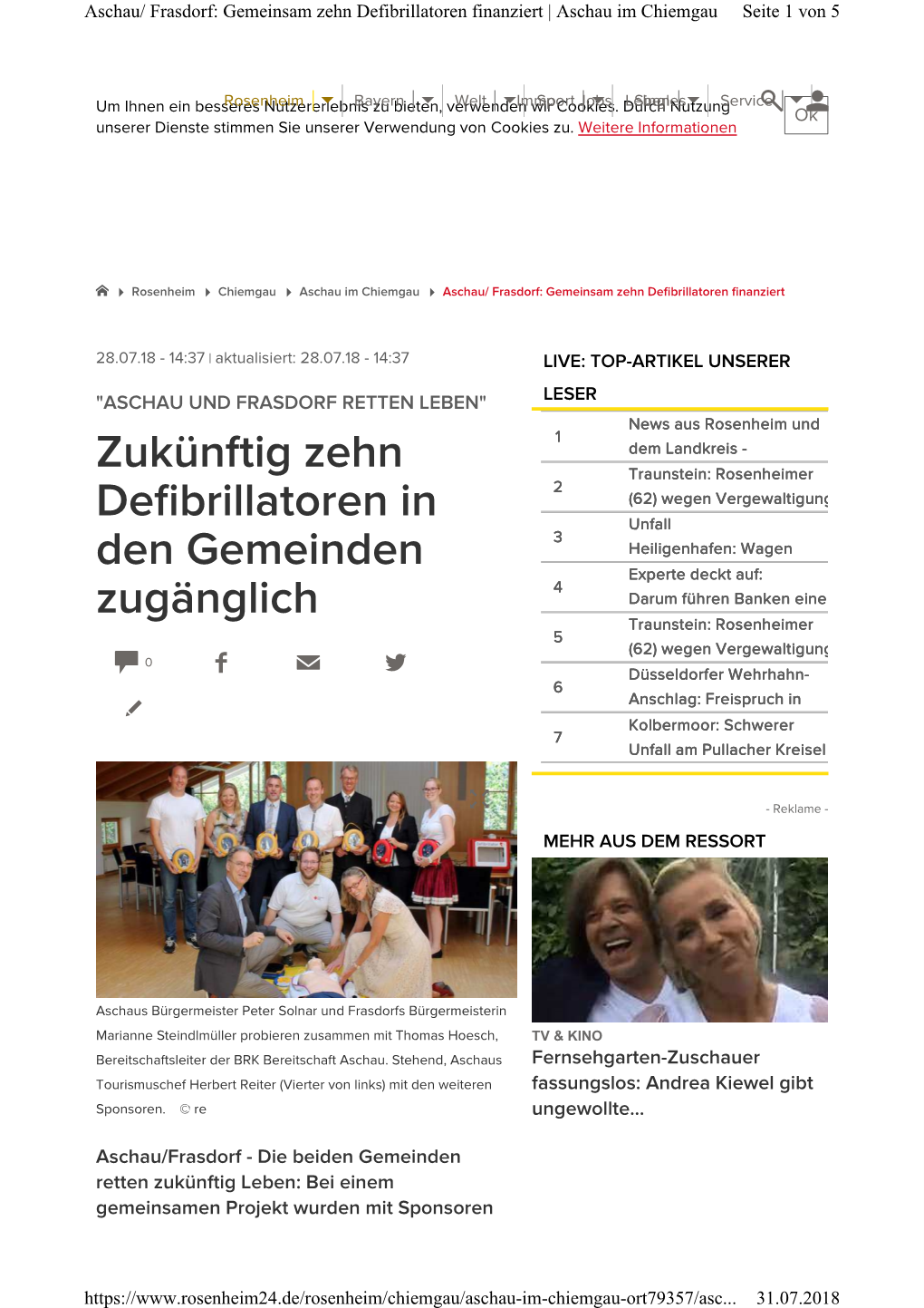 Zukünftig Zehn Defibrillatoren in Den Gemeinden Zugänglich