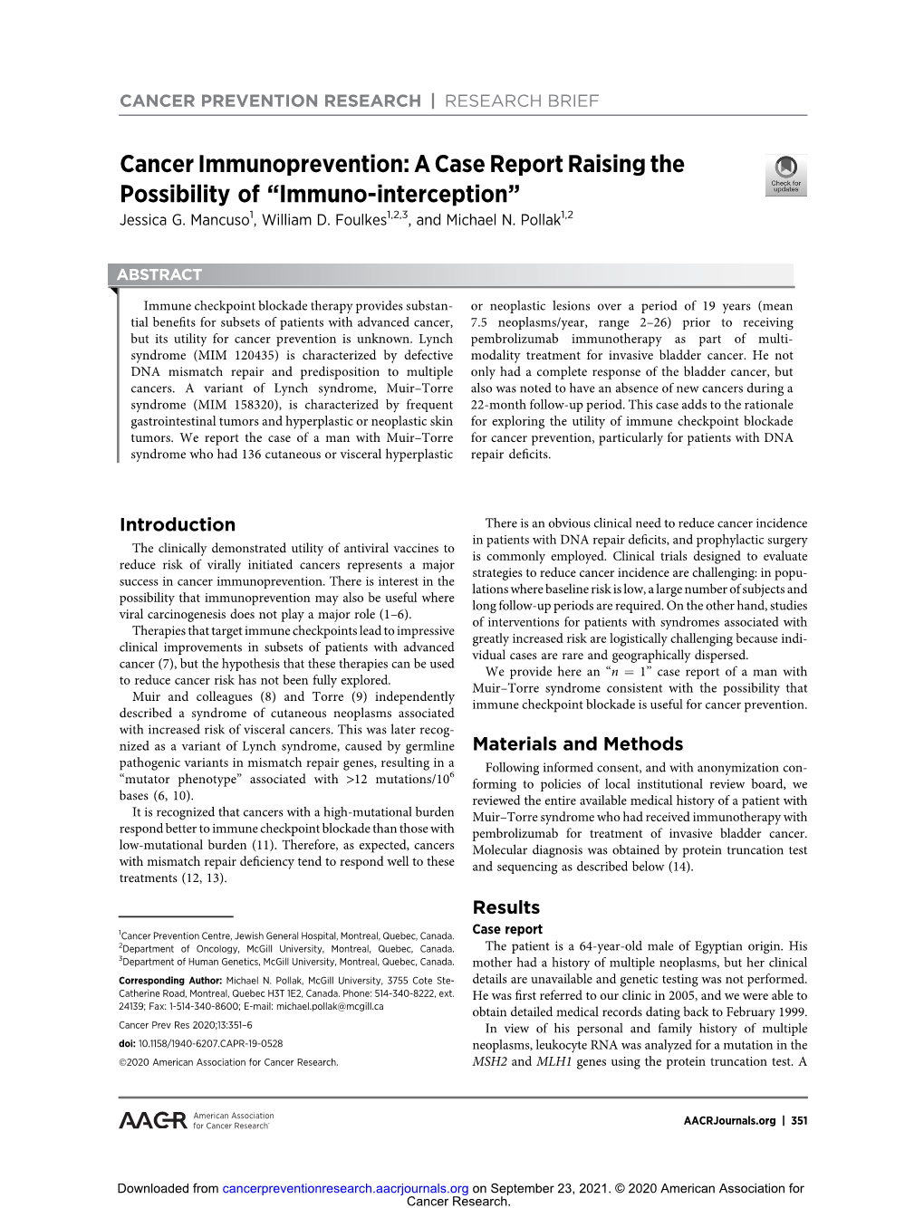 Cancer Immunoprevention: a Case Report Raising the Possibility of “Immuno-Interception” Jessica G