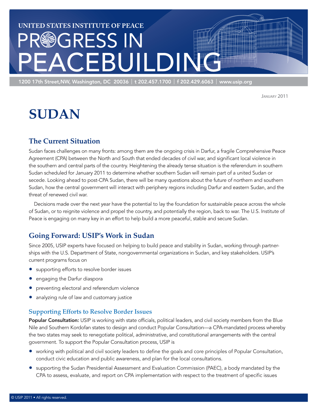 Peacebuilding 1200 17Th Street,NW, Washington, DC 20036 T 202.457.1700 F 202.429.6063