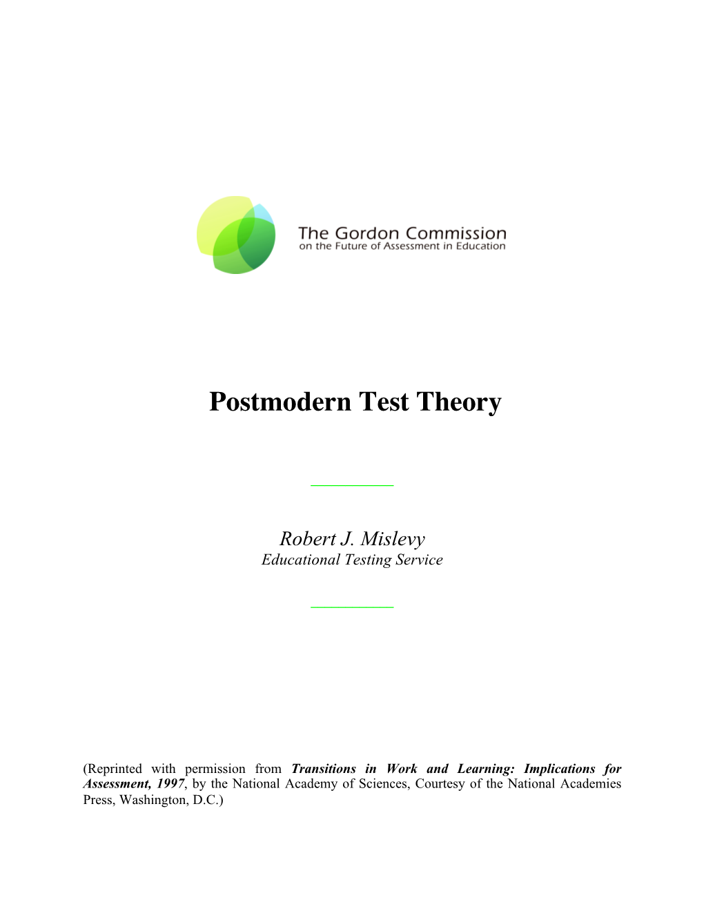 Postmodern Test Theory