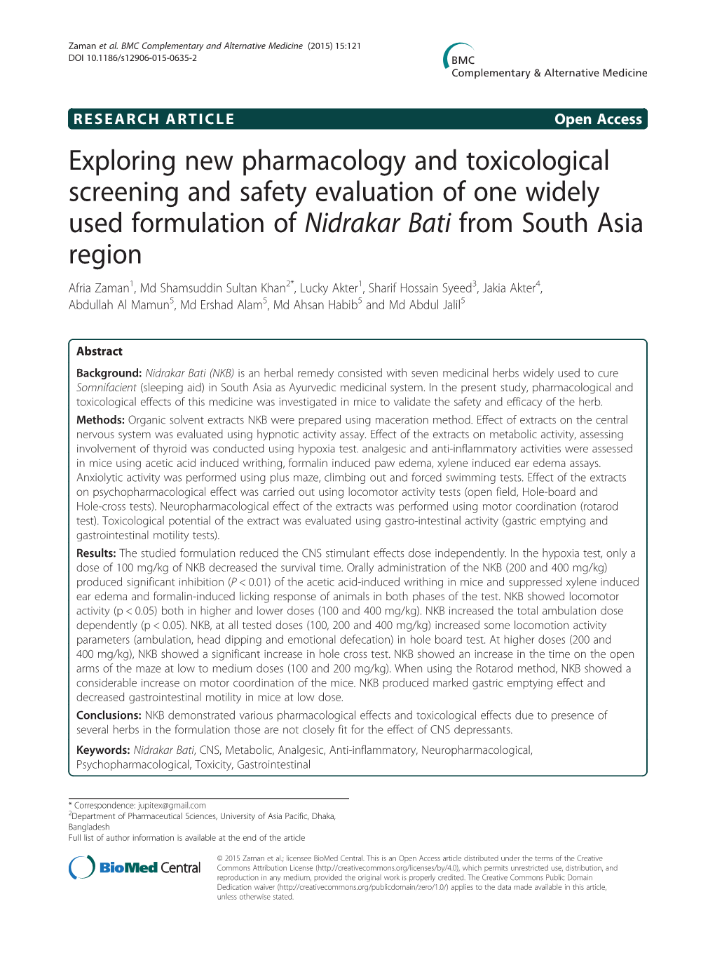 Exploring New Pharmacology and Toxicological Screening and Safety