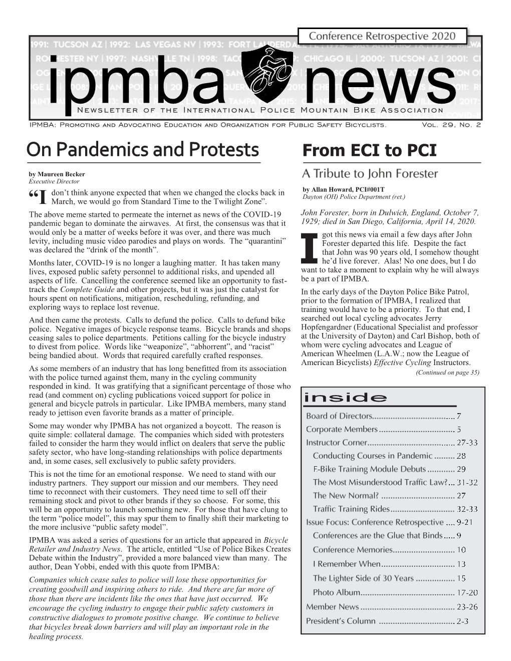 IPMBA News Vol. 29 No. 2 2020 Conference Retrospective