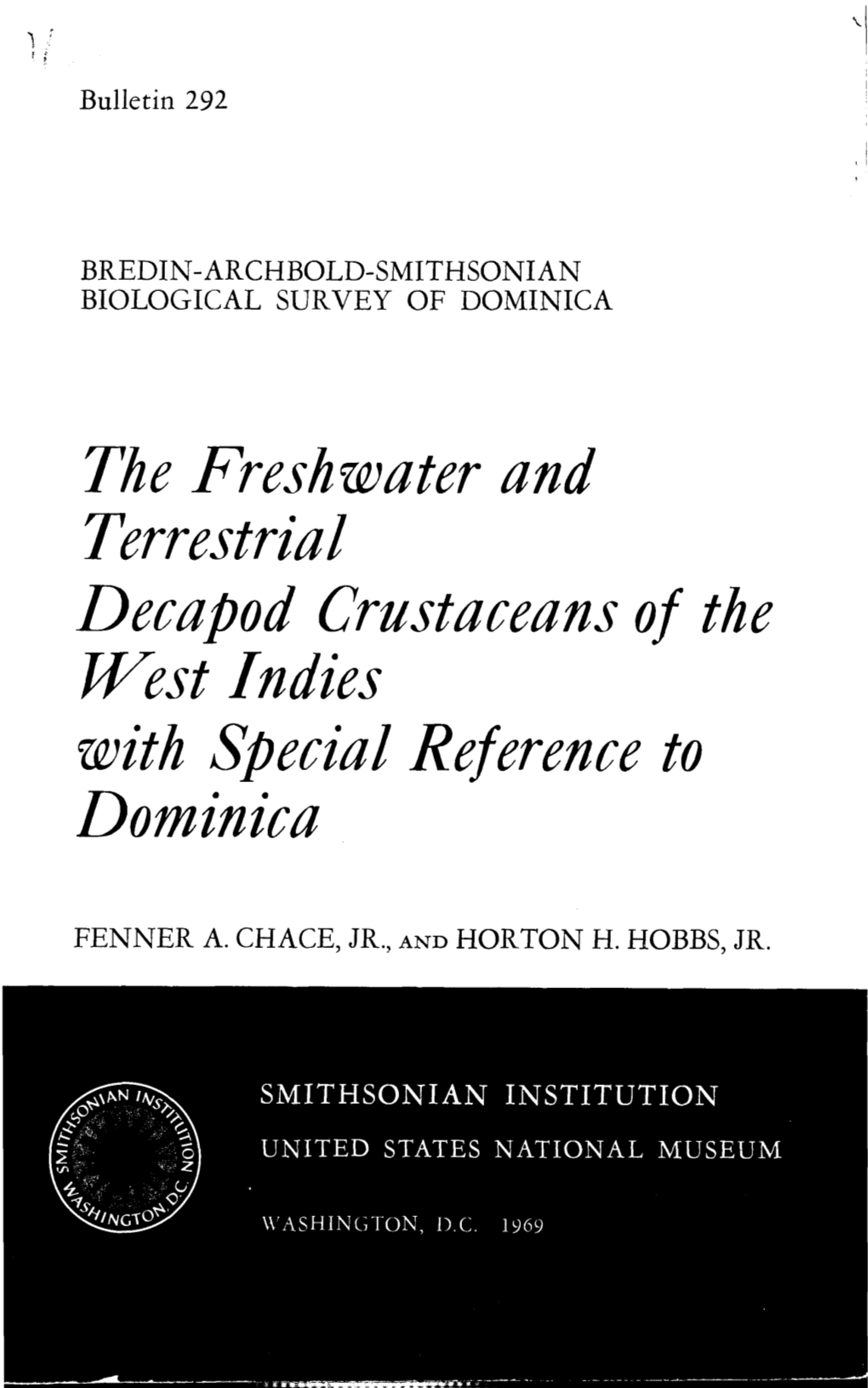 The Freshwater and Terrestrial Decapod Crustaceans of the West Indies with Special Reference to Dominica