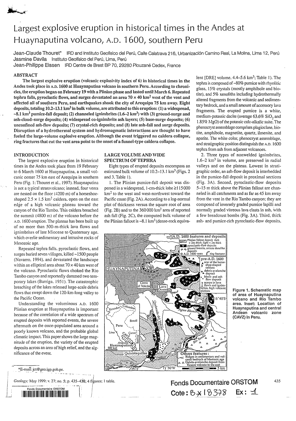 Largest Explosive Eruption in Historical Times in the Andes at A.D