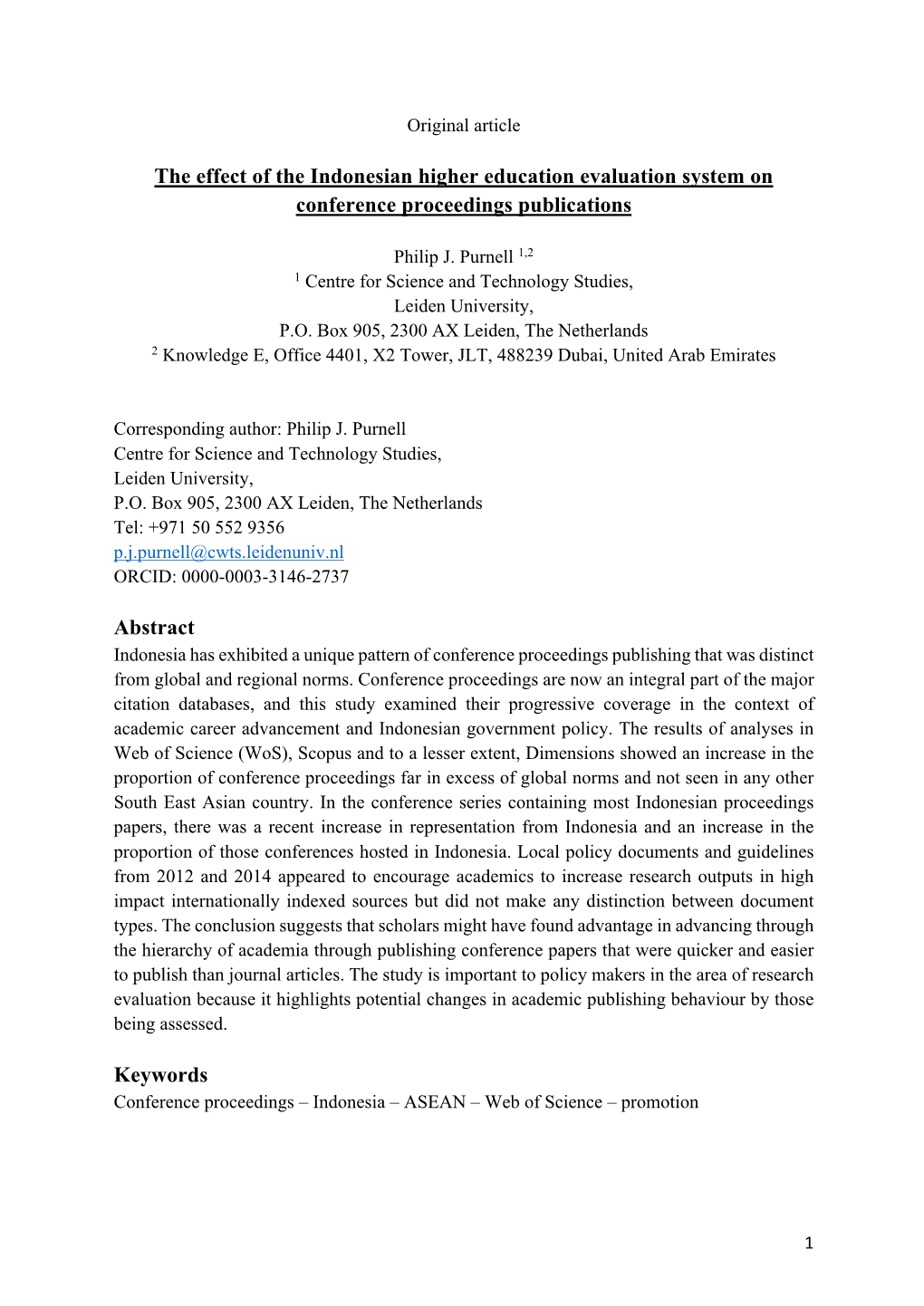 The Effect of the Indonesian Higher Education Evaluation System on Conference Proceedings Publications