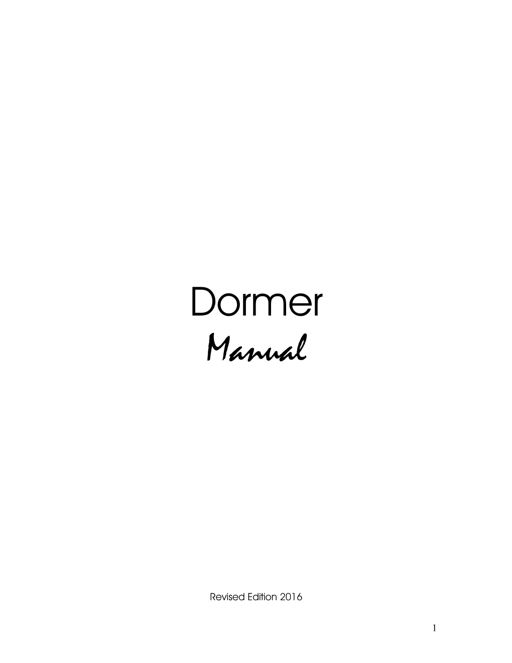 Dormer Manual