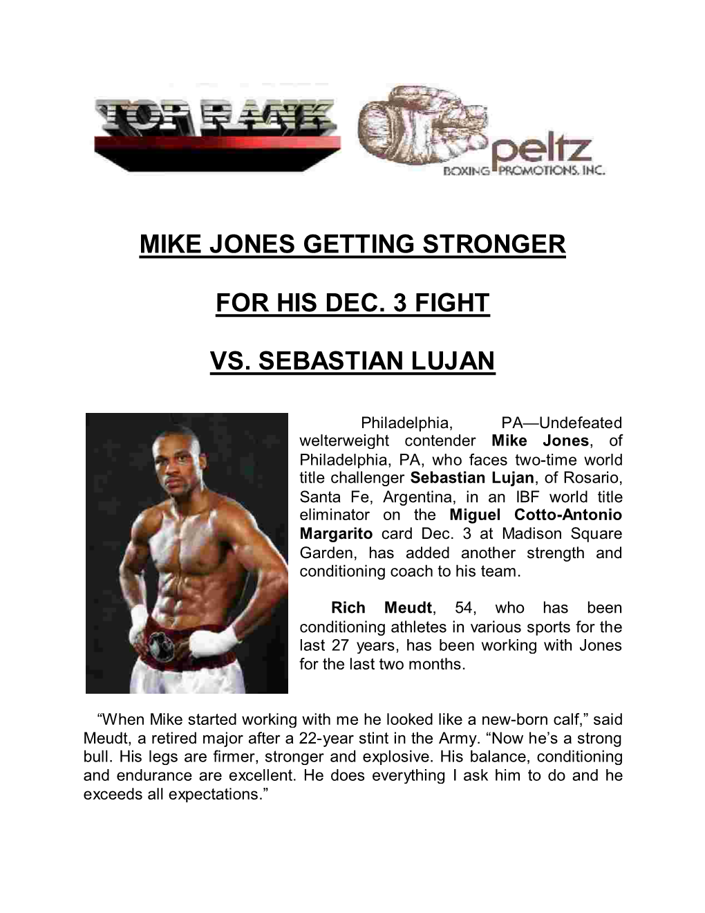 Mike Jones Getting Stronger for His Dec. 3 Fight Vs