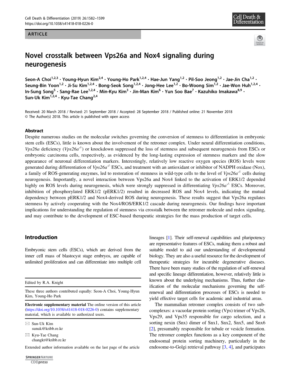 Novel Crosstalk Between Vps26a and Nox4 Signaling During Neurogenesis