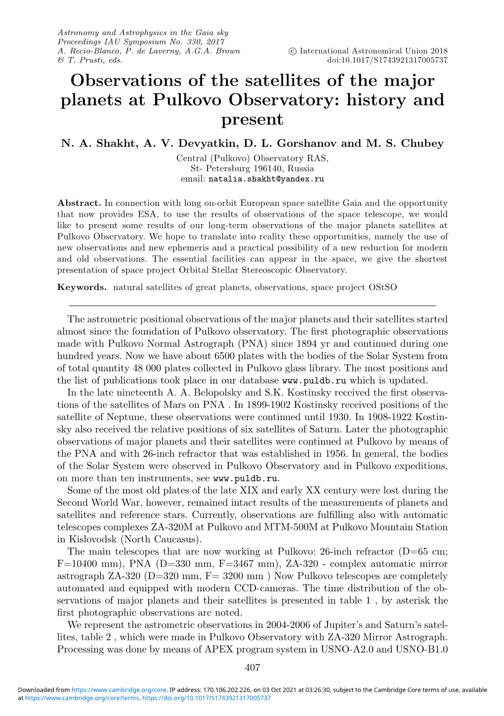Observations of the Satellites of the Major Planets at Pulkovo Observatory: History and Present N
