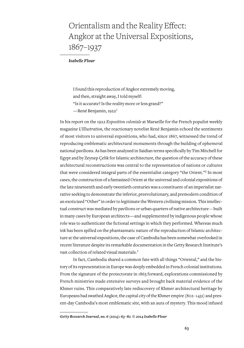 Orientalism and the Reality Effect: Angkor at the Universal Expositions, 1867–1937