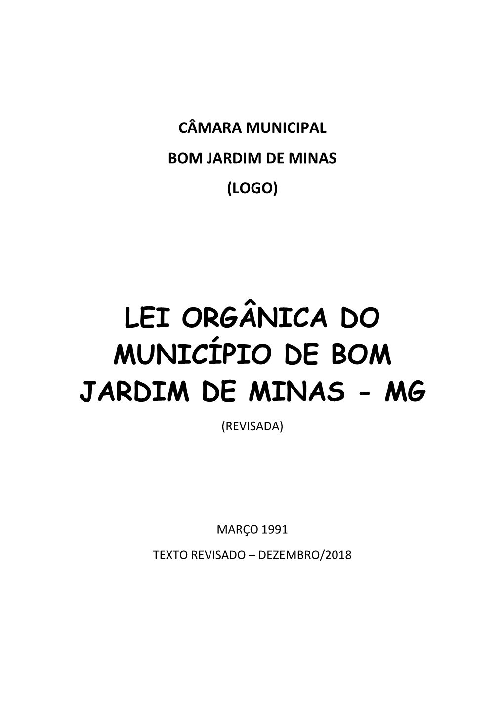 Lei Orgânica Do Município De Bom Jardim De Minas - Mg (Revisada)