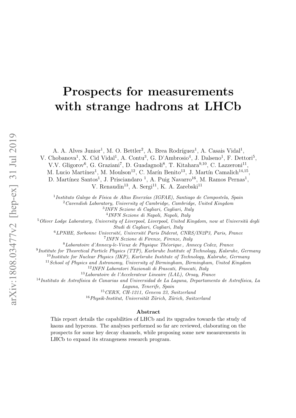 Prospects for Measurements with Strange Hadrons at Lhcb