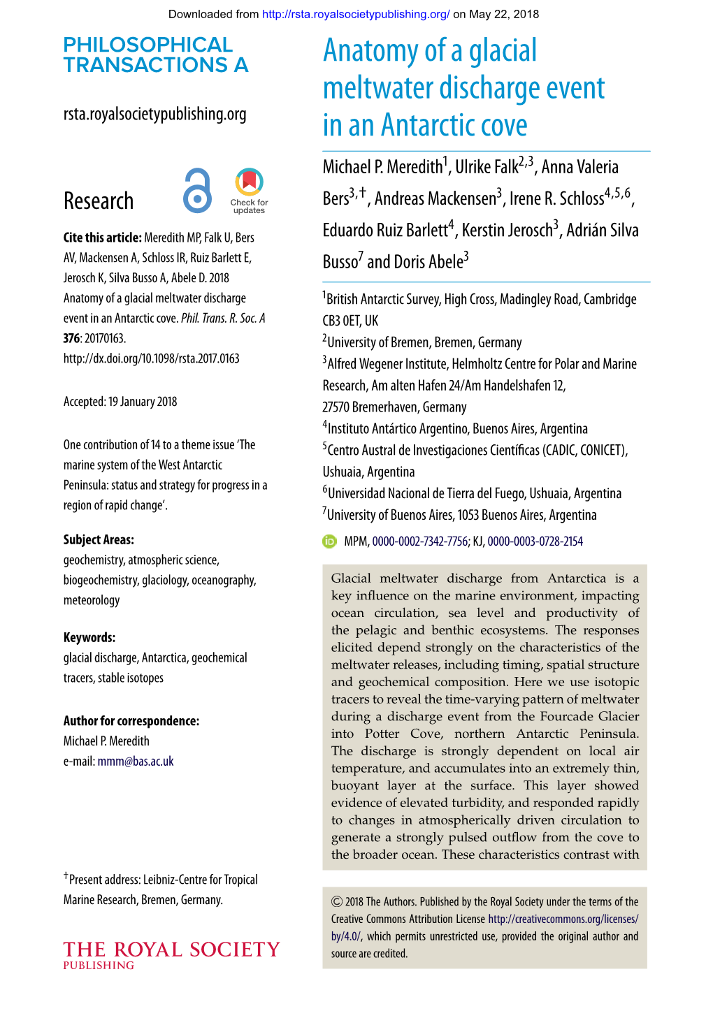 Anatomy of a Glacial Meltwater Discharge Event in An