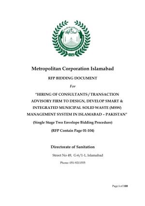 Metropolitan Corporation Islamabad