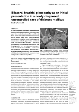 Bilateral Brachial Plexopathy As an Initial Presentation in a Newly-Diagnosed, Uncontrolled Case of Diabetes Mellitus Pica E C, Verma K K