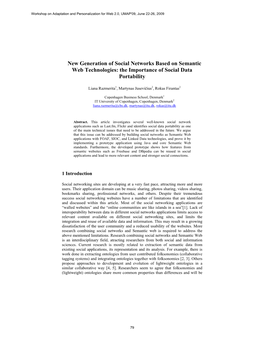 New Generation of Social Networks Based on Semantic Web Technologies: the Importance of Social Data Portability