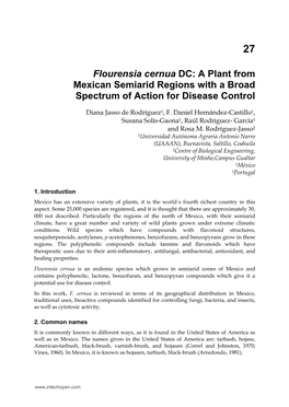 Flourensia Cernua DC: a Plant from Mexican Semiarid Regions with a Broad Spectrum of Action for Disease Control