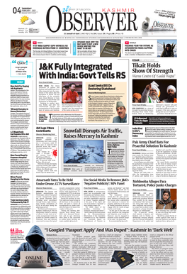 J&K Fully Integrated with India: Govt Tells RS