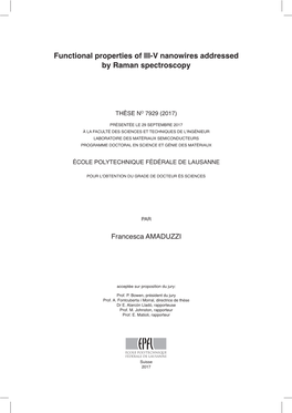 Functional Properties of III-V Nanowires Addressed by Raman Spectroscopy